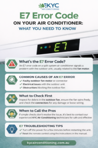 Close-up of an air conditioner display showing E7 error code